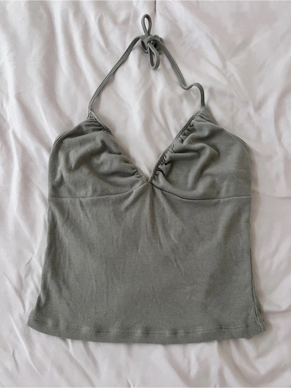 Aritzia Ribbed Halter Cami in Sage